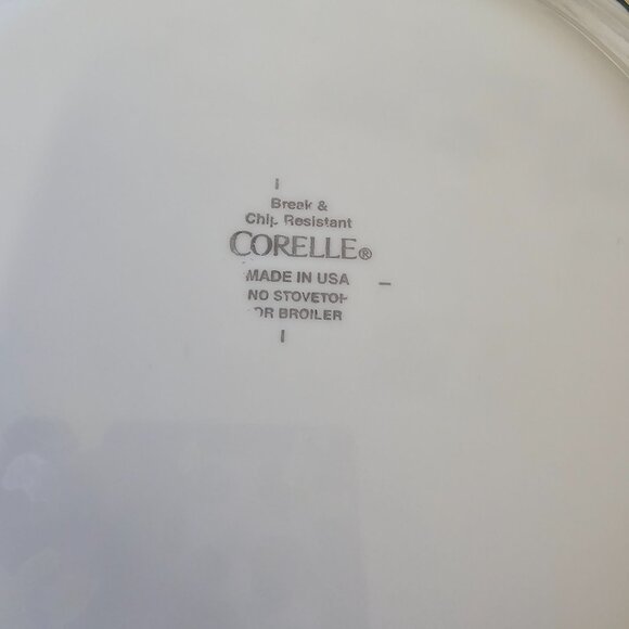 4 Corelle Callaway Individual Pasta Bowls 8.5" white swirl rim green trim ivy - Picture 3 of 3